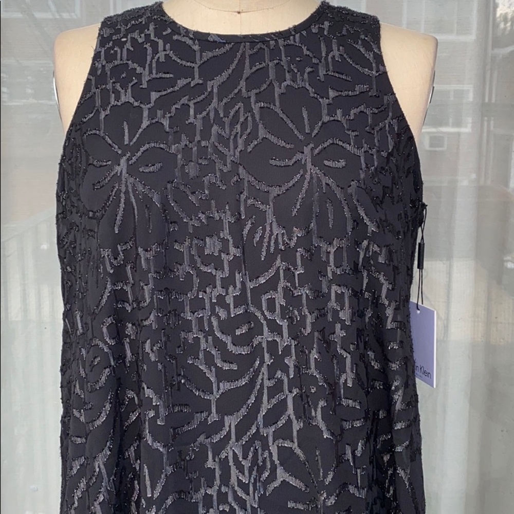 Calvin Klein Chiffon Burnout Trapeze Dress